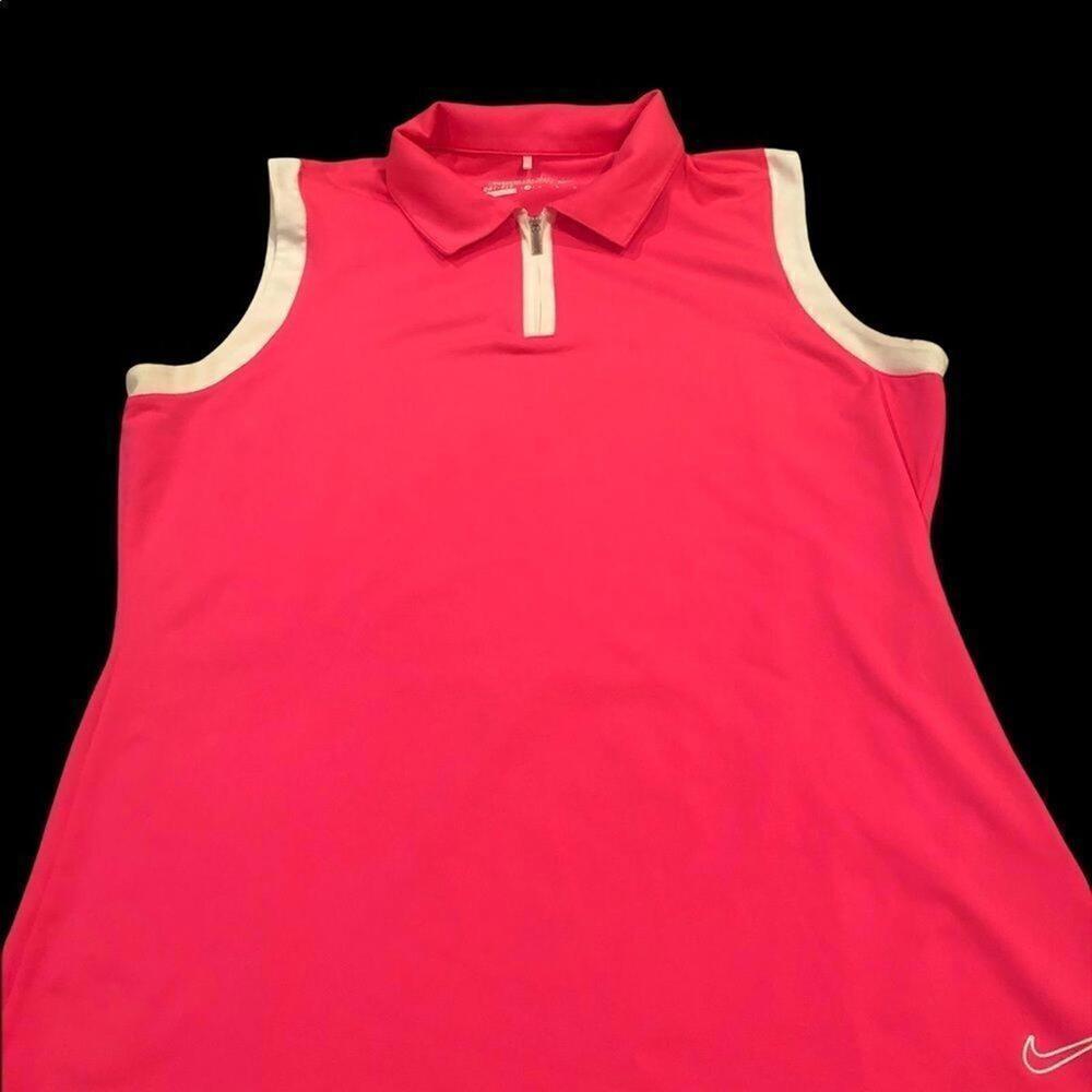 Nike women's neon pink and white Tour Performance golf tank